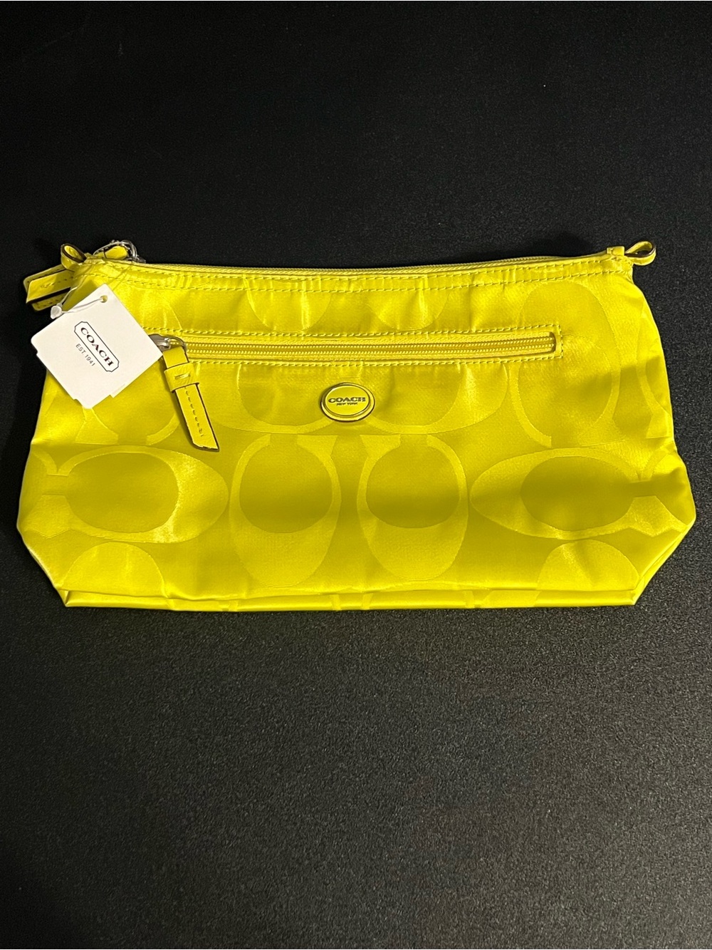 NWT Coach Citrine Signature Nylon Cosmetic Pouch Bag - F77391